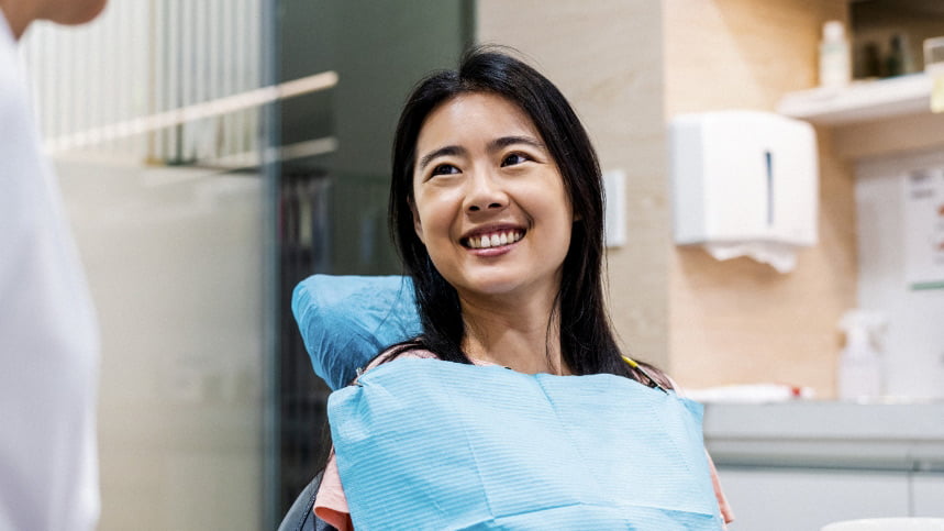 A Beautiful Young Lady Enjoying Happy Dental Treatments